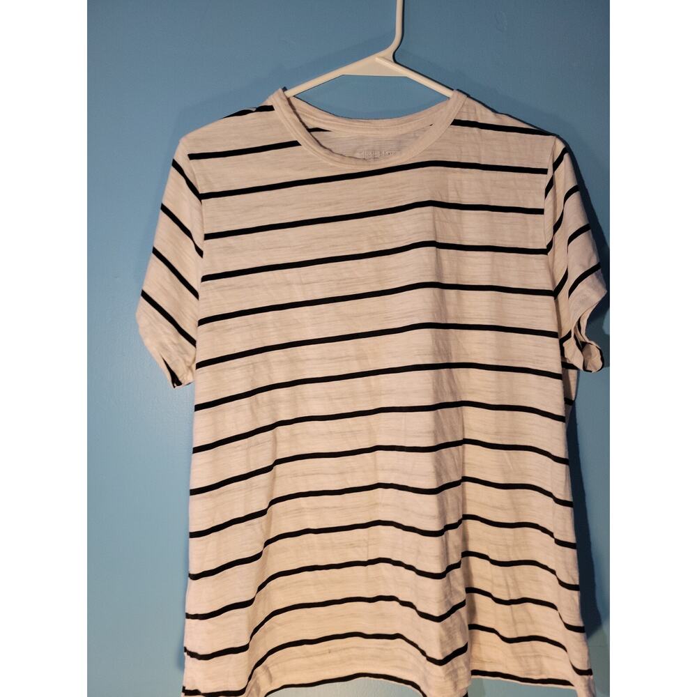 Time And Tru Womens Black/White Striped T Shirt Size XL